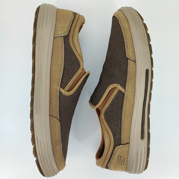 Skechers Relaxed Fit Superior Milford Men\'s Sz 13 Mesh Brown Slip On Shoe 64740 main image 4